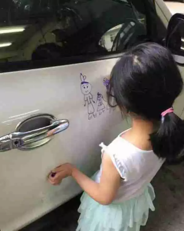 Photos: What Would You Do If Your Little Daughter Does This To Your Car?